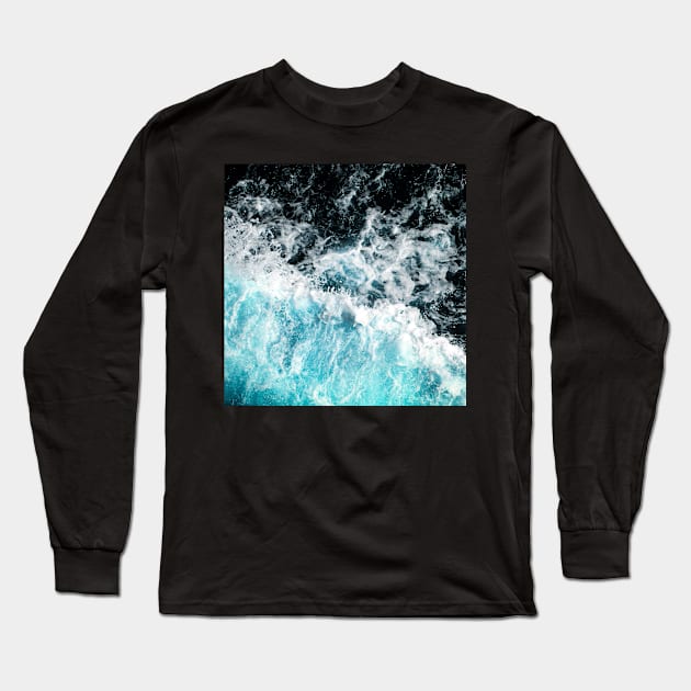 Dark-Light Ocean Waves Long Sleeve T-Shirt by StylishPrinting